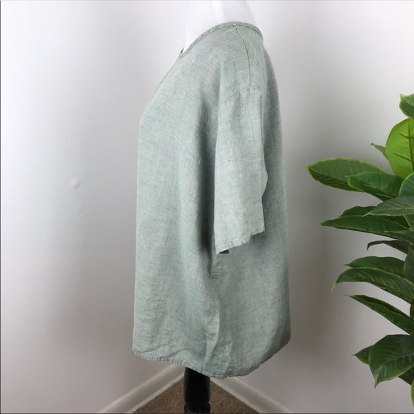 Flax green linen blouse - Picture 2 of 5
